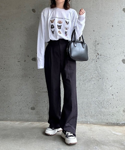 boemy(ボエミー)の「カジュアルDOGモチーフロンT/長袖Tシャツ(Tシャツ/カットソー・レディース・ネイビー/ベージュ・X-SMALL/LARGE/X-LARGE/MEDIUM)」の6枚目の写真