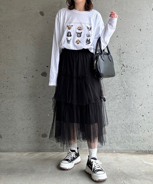 boemy(ボエミー)の「カジュアルDOGモチーフロンT/長袖Tシャツ(Tシャツ/カットソー・レディース・ネイビー/ベージュ・X-SMALL/LARGE/X-LARGE/MEDIUM)」の10枚目の写真