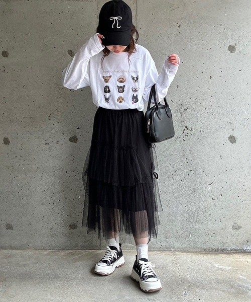 boemy(ボエミー)の「カジュアルDOGモチーフロンT/長袖Tシャツ(Tシャツ/カットソー・レディース・ネイビー/ベージュ・X-SMALL/LARGE/X-LARGE/MEDIUM)」の11枚目の写真