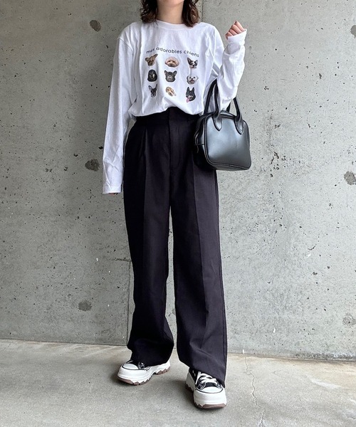 boemy(ボエミー)の「カジュアルDOGモチーフロンT/長袖Tシャツ(Tシャツ/カットソー・レディース・ネイビー/ベージュ・X-SMALL/LARGE/X-LARGE/MEDIUM)」の12枚目の写真