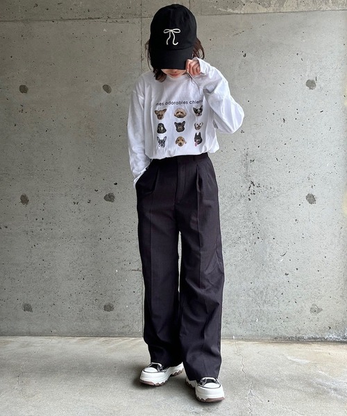 boemy(ボエミー)の「カジュアルDOGモチーフロンT/長袖Tシャツ(Tシャツ/カットソー・レディース・ネイビー/ベージュ・X-SMALL/LARGE/X-LARGE/MEDIUM)」の15枚目の写真