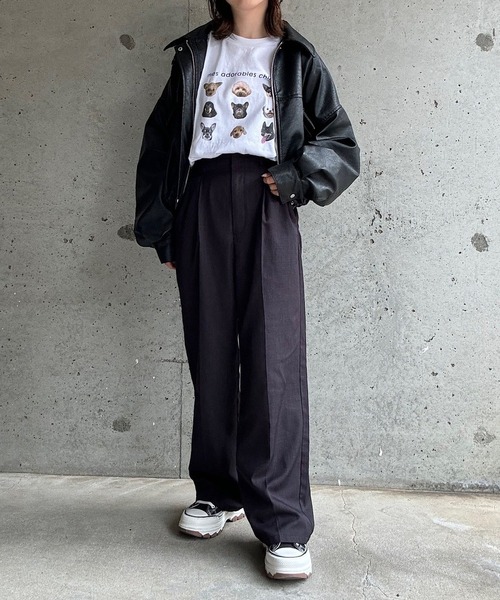 boemy(ボエミー)の「カジュアルDOGモチーフロンT/長袖Tシャツ(Tシャツ/カットソー・レディース・ネイビー/ベージュ・X-SMALL/LARGE/X-LARGE/MEDIUM)」の18枚目の写真