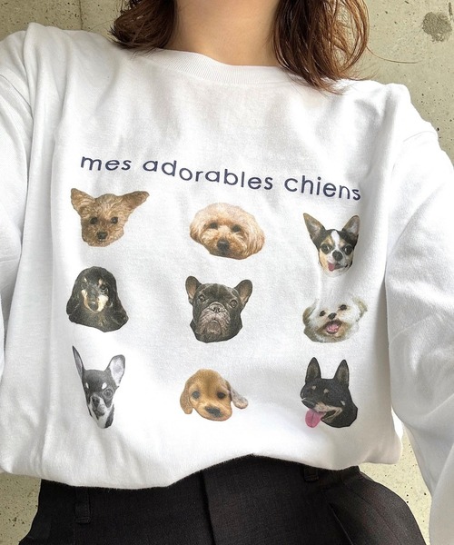 boemy(ボエミー)の「カジュアルDOGモチーフロンT/長袖Tシャツ(Tシャツ/カットソー・レディース・ネイビー/ベージュ・X-SMALL/LARGE/X-LARGE/MEDIUM)」の21枚目の写真