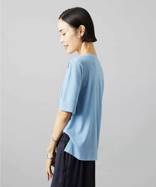 MICHEL KLEIN(ミッシェル・クラン)の「袖口アクセントプルオーバー(Tシャツ/カットソー・レディース・ダークインディゴブルー/ホワイト/ネイビー・38)」の5枚目の写真