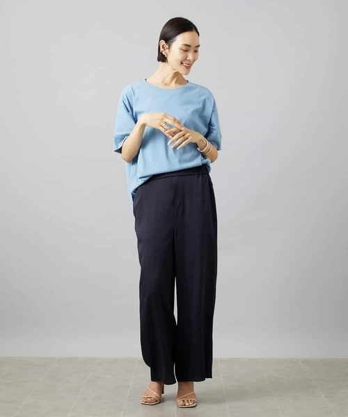 MICHEL KLEIN(ミッシェル・クラン)の「袖口アクセントプルオーバー(Tシャツ/カットソー・レディース・ダークインディゴブルー/ホワイト/ネイビー・38)」の6枚目の写真