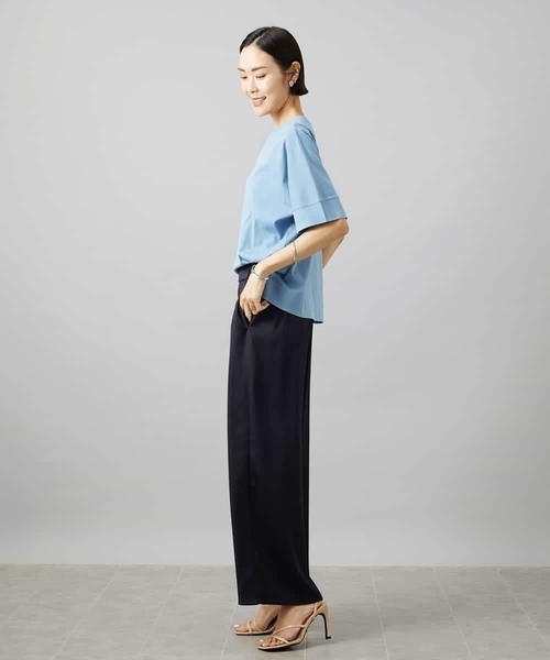 MICHEL KLEIN(ミッシェル・クラン)の「袖口アクセントプルオーバー(Tシャツ/カットソー・レディース・ダークインディゴブルー/ホワイト/ネイビー・38)」の7枚目の写真