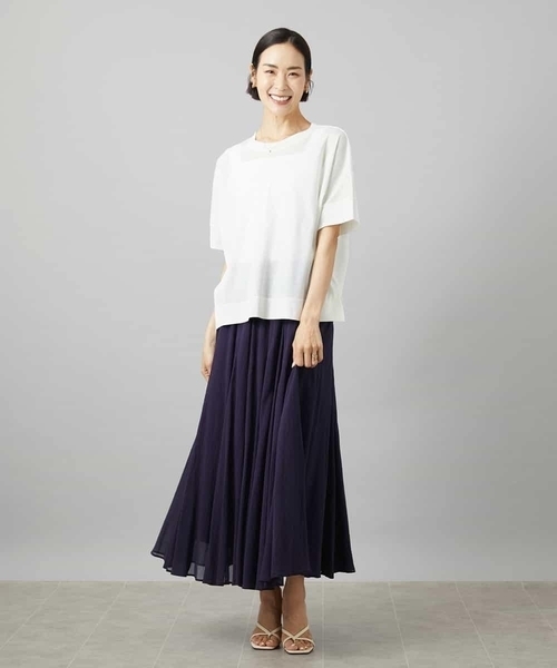 MICHEL KLEIN(ミッシェル・クラン)の「袖口アクセントプルオーバー(Tシャツ/カットソー・レディース・ダークインディゴブルー/ホワイト/ネイビー・38)」の14枚目の写真