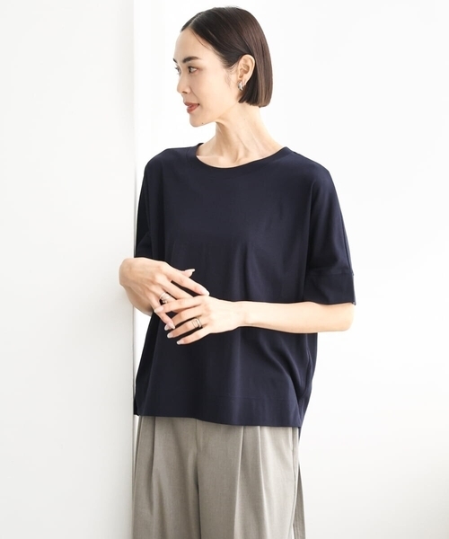 MICHEL KLEIN(ミッシェル・クラン)の「袖口アクセントプルオーバー(Tシャツ/カットソー・レディース・ダークインディゴブルー/ホワイト/ネイビー・38)」の15枚目の写真