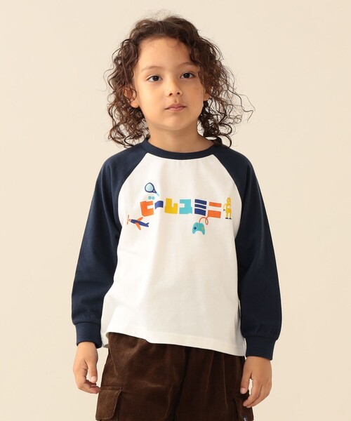 BEAMS mini（ビームスミニ）の「カタカナ ラグラン Tシャツ 2026FW (90～140cm)（Tシャツ/カットソー・キッズ・オフホワイト/ホワイト系その他5・100/90/140/110/120/130）」の2枚目の写真