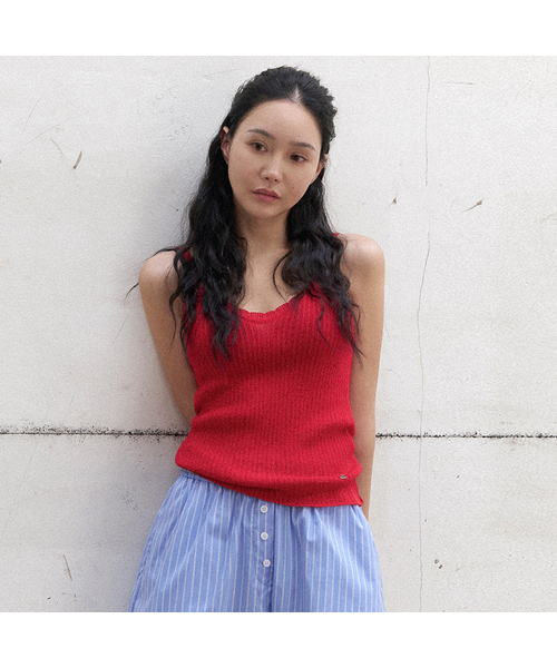 MORVE13(モルブ13)の「ヘイズニットスリーブレス(ベージュ)(Tシャツ/カットソー・レディース・ブラック/ネイビー/レッド/ベージュ/アイボリー・FREE)」の5枚目の写真