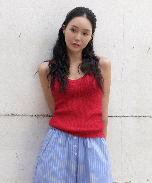 MORVE13(モルブ13)の「ヘイズニットスリーブレス(ベージュ)(Tシャツ/カットソー・レディース・ブラック/ネイビー/レッド/ベージュ/アイボリー・FREE)」の6枚目の写真
