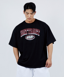 BA アーチ 円形 レッド オーバーサイズ 半袖Tシャツ [BLACK]