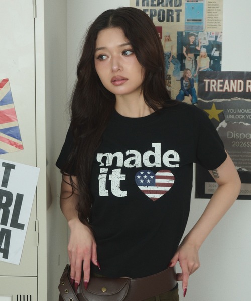 dispark(ディスパーク)の「DISPARK/【26年春夏新作】made it usa T(Tシャツ/カットソー・レディース・ブラック/カーキ・FREE)」の2枚目の写真
