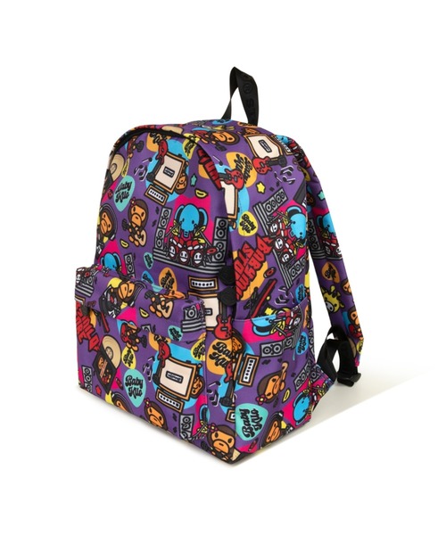 A BATHING APE(アベイシングエイプ)の「BABY MILO MEDIUM DAYPACK #1(バックパック/リュック・メンズ・アイボリー/パープル・FREE)」の1枚目の写真