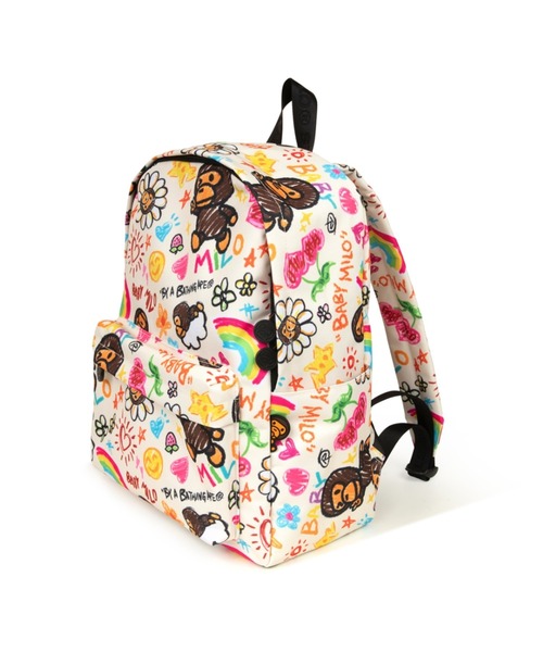 A BATHING APE(アベイシングエイプ)の「BABY MILO MEDIUM DAYPACK #1(バックパック/リュック・メンズ・アイボリー/パープル・FREE)」の2枚目の写真