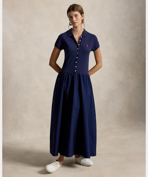POLO RALPH LAUREN(ポロ ラルフ ローレン)の「ハイブリッド メッシュ ポロボディス ドレス(ワンピース・レディース・ネイビー系1・S/M/XS)」の1枚目の写真