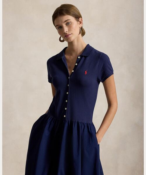 POLO RALPH LAUREN(ポロ ラルフ ローレン)の「ハイブリッド メッシュ ポロボディス ドレス(ワンピース・レディース・ネイビー系1・S/M/XS)」の3枚目の写真