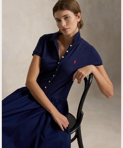 POLO RALPH LAUREN(ポロ ラルフ ローレン)の「ハイブリッド メッシュ ポロボディス ドレス(ワンピース・レディース・ネイビー系1・S/M/XS)」の6枚目の写真