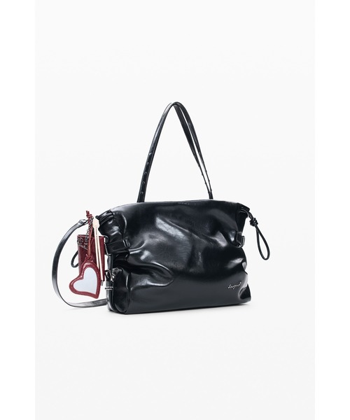 キーチャーム ラージショッピングバッグ 黒（トートバッグ）｜Desigual
