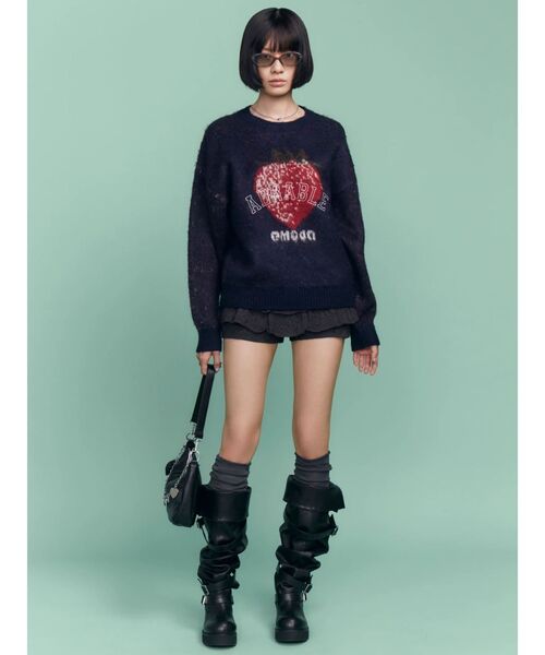 EMODA(エモダ)の「ストロベリージャガードニット(ニット/セーター・レディース・ネイビー・FREE)」の3枚目の写真