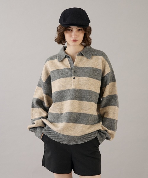 ONCILY(オンシェリー)の「CLASSIC ASSORT DESIGN KNIT POLO / クラシックアソートデザインニットポロ(ニット/セーター・メンズ・チャコールグレー/ベージュ/グレー系その他/ネイビー系1/ネイビー系/ネイビー/ブラウン系その他/レッド/グレー/ブラウン/アイボリー・SMALL/MEDIUM/LARGE)」の5枚目の写真