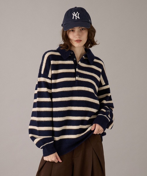 ONCILY(オンシェリー)の「CLASSIC ASSORT DESIGN KNIT POLO / クラシックアソートデザインニットポロ(ニット/セーター・メンズ・チャコールグレー/ベージュ/グレー系その他/ネイビー系1/ネイビー系/ネイビー/ブラウン系その他/レッド/グレー/ブラウン/アイボリー・SMALL/MEDIUM/LARGE)」の8枚目の写真