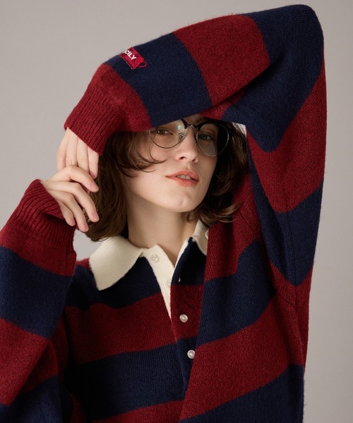 ONCILY(オンシェリー)の「CLASSIC ASSORT DESIGN KNIT POLO / クラシックアソートデザインニットポロ(ニット/セーター・メンズ・チャコールグレー/ベージュ/グレー系その他/ネイビー系1/ネイビー系/ネイビー/ブラウン系その他/レッド/グレー/ブラウン/アイボリー・SMALL/MEDIUM/LARGE)」の11枚目の写真
