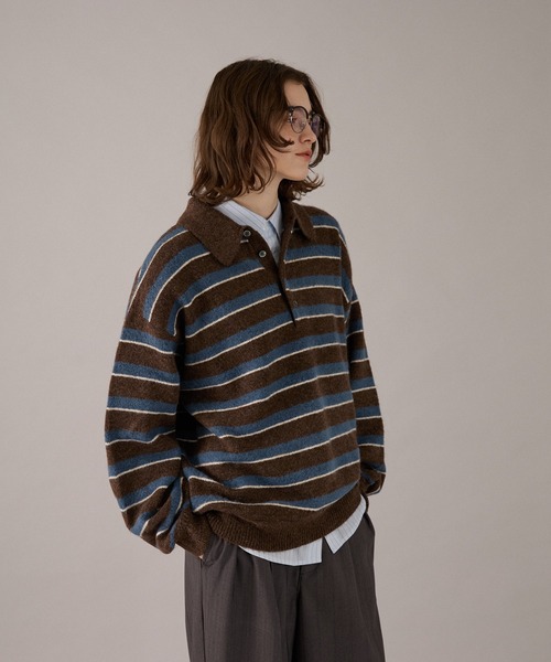 ONCILY(オンシェリー)の「CLASSIC ASSORT DESIGN KNIT POLO / クラシックアソートデザインニットポロ(ニット/セーター・メンズ・チャコールグレー/ベージュ/グレー系その他/ネイビー系1/ネイビー系/ネイビー/ブラウン系その他/レッド/グレー/ブラウン/アイボリー・SMALL/MEDIUM/LARGE)」の14枚目の写真