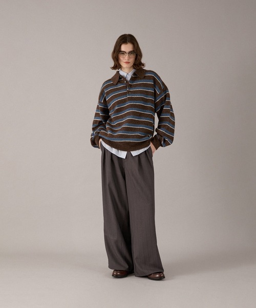 ONCILY(オンシェリー)の「CLASSIC ASSORT DESIGN KNIT POLO / クラシックアソートデザインニットポロ(ニット/セーター・メンズ・チャコールグレー/ベージュ/グレー系その他/ネイビー系1/ネイビー系/ネイビー/ブラウン系その他/レッド/グレー/ブラウン/アイボリー・SMALL/MEDIUM/LARGE)」の18枚目の写真