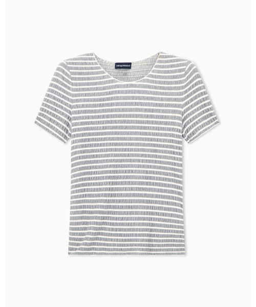 EMPORIO ARMANI（エンポリオアルマーニ）の「【エンポリオ アルマーニ】CAPSULE SIGNATURE 半袖Tシャツ ジャカードジャージー エンボスボーダー（Tシャツ/カットソー・レディース・ブルー系その他/グレー系その他・LARGE/MEDIUM/SMALL/X-SMALL）」の3枚目の写真