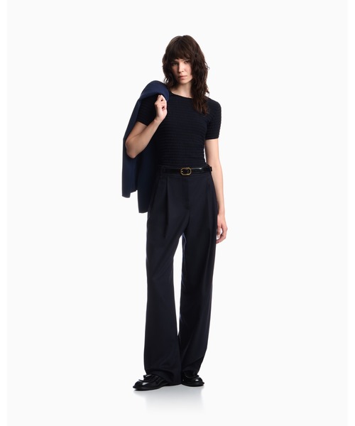EMPORIO ARMANI（エンポリオアルマーニ）の「【エンポリオ アルマーニ】CAPSULE SIGNATURE 半袖Tシャツ ジャカードジャージー エンボスボーダー（Tシャツ/カットソー・レディース・ブルー系その他/グレー系その他・LARGE/MEDIUM/SMALL/X-SMALL）」の11枚目の写真