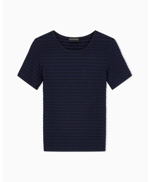 EMPORIO ARMANI（エンポリオアルマーニ）の「【エンポリオ アルマーニ】CAPSULE SIGNATURE 半袖Tシャツ ジャカードジャージー エンボスボーダー（Tシャツ/カットソー・レディース・ブルー系その他/グレー系その他・LARGE/MEDIUM/SMALL/X-SMALL）」の8枚目の写真