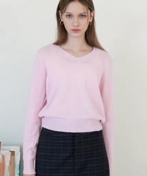 Wool V-neck Knit (Pink)