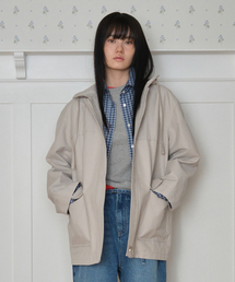HOODED HALF TRENCH_GREY