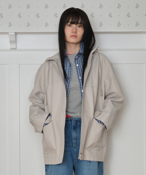 TTUDEMENT(トュードメント)の「HOODED HALF TRENCH_GREY(トレンチコート・レディース・その他・SMALL/MEDIUM)」の1枚目の写真
