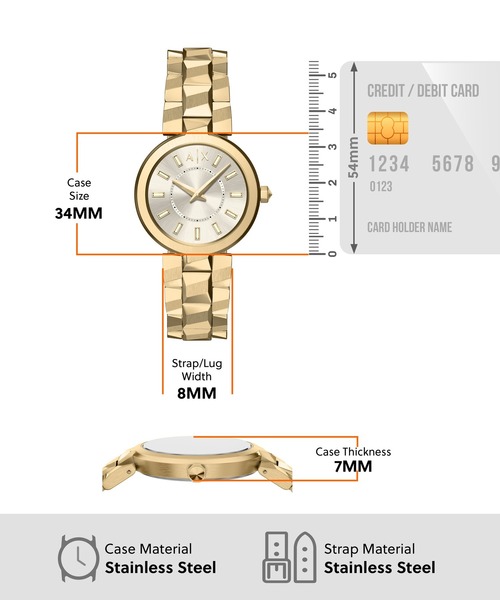 ARMANI EXCHANGE（アルマーニエクスチェンジ）の「アルマーニ・エクスチェンジ 腕時計 レディース アナログ ステンレス AX4409（アナログ腕時計・レディース・ゴールド・FREE）」の5枚目の写真