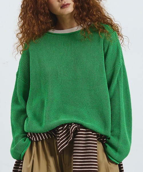 ROSE BUD(ローズバッド)の「SHEER KNIT PULLOVER(ニット/セーター・レディース・オフホワイト/グリーン/ブラック・ONE SIZE)」の3枚目の写真
