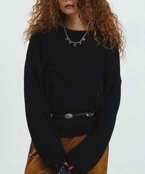 ROSE BUD(ローズバッド)の「SHEER KNIT PULLOVER(ニット/セーター・レディース・オフホワイト/グリーン/ブラック・ONE SIZE)」の2枚目の写真