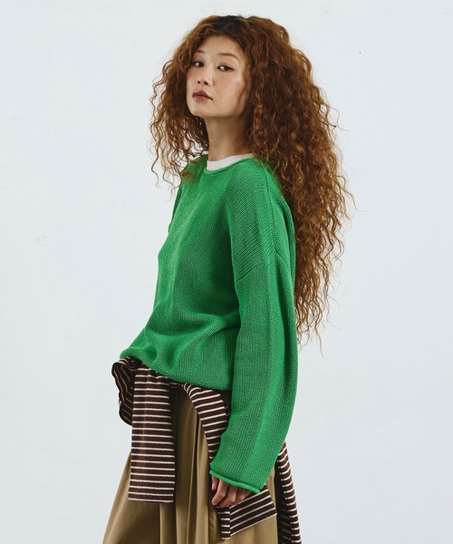 ROSE BUD(ローズバッド)の「SHEER KNIT PULLOVER(ニット/セーター・レディース・オフホワイト/グリーン/ブラック・ONE SIZE)」の5枚目の写真