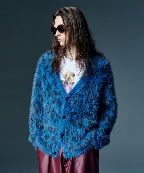 glamb(グラム)の「Shaggy Leopard Cardigan / シャギーレオパードカーディガン(カーディガン/ボレロ・メンズ・ブルー/グレー・S/M/L)」の2枚目の写真