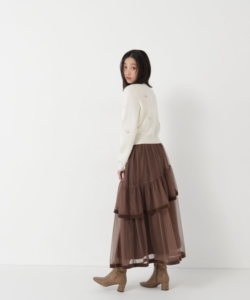 NATURAL BEAUTY BASIC(ナチュラルビューティーベーシック)の「フラワービーズカーディガン(カーディガン/ボレロ・レディース・チャコールグレー/ブラック/オフホワイト・FREE)」の5枚目の写真