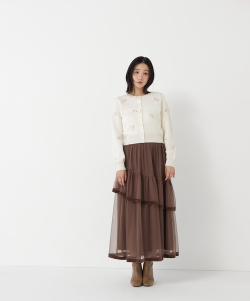 NATURAL BEAUTY BASIC(ナチュラルビューティーベーシック)の「フラワービーズカーディガン(カーディガン/ボレロ・レディース・チャコールグレー/ブラック/オフホワイト・FREE)」の8枚目の写真
