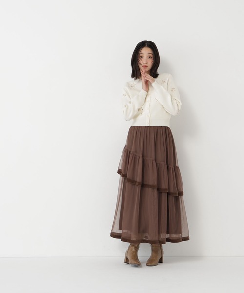 NATURAL BEAUTY BASIC(ナチュラルビューティーベーシック)の「フラワービーズカーディガン(カーディガン/ボレロ・レディース・チャコールグレー/ブラック/オフホワイト・FREE)」の10枚目の写真