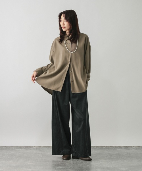 GLOBAL WORK(グローバルワーク)の「フィブリルシャツ長袖/1048955(シャツ/ブラウス・レディース・カーキ/グレー系その他・MEDIUM/LARGE)」の7枚目の写真