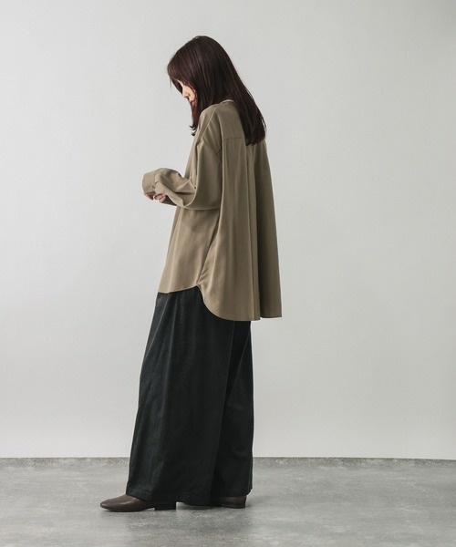 GLOBAL WORK(グローバルワーク)の「フィブリルシャツ長袖/1048955(シャツ/ブラウス・レディース・カーキ/グレー系その他・MEDIUM/LARGE)」の8枚目の写真