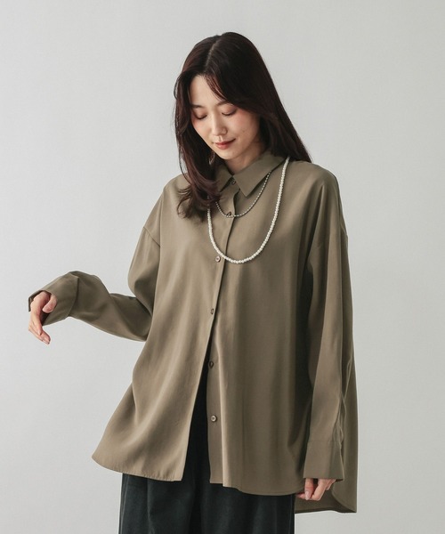 GLOBAL WORK(グローバルワーク)の「フィブリルシャツ長袖/1048955(シャツ/ブラウス・レディース・カーキ/グレー系その他・MEDIUM/LARGE)」の10枚目の写真