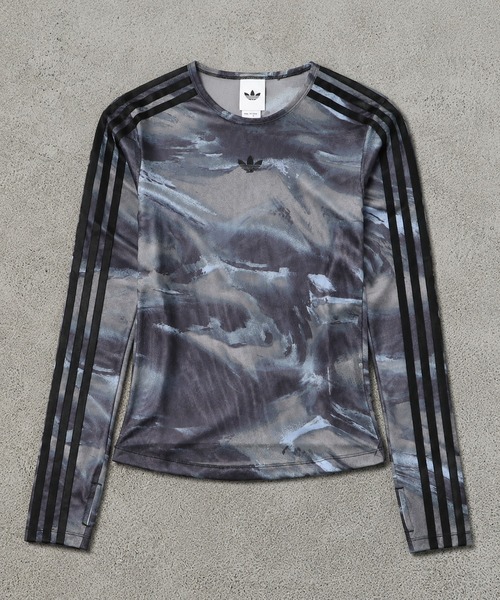 adidas(アディダス)の「【adidas/アディダス】長袖シアーカットソー/メッシュカットソー/タイダイ(Tシャツ/カットソー・レディース・オレンジ/オリーブ・M)」の4枚目の写真
