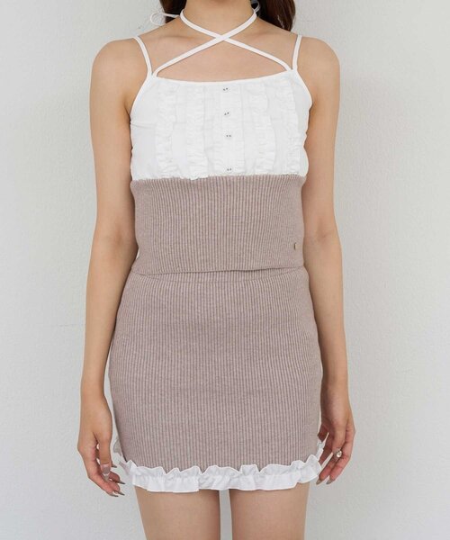Belle Charme(ベルシャルム)の「【Belle Charme】Frill RibKnit Set up(ワンピース・レディース・ベージュ/ブラック/トップグレー・FREE)」の10枚目の写真