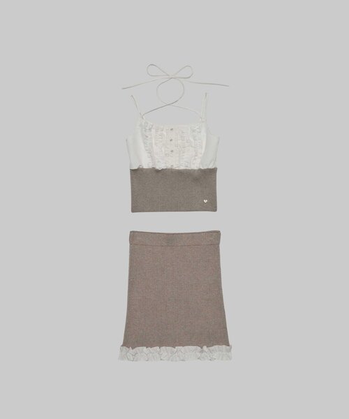 Belle Charme(ベルシャルム)の「【Belle Charme】Frill RibKnit Set up(ワンピース・レディース・ベージュ/ブラック/トップグレー・FREE)」の18枚目の写真