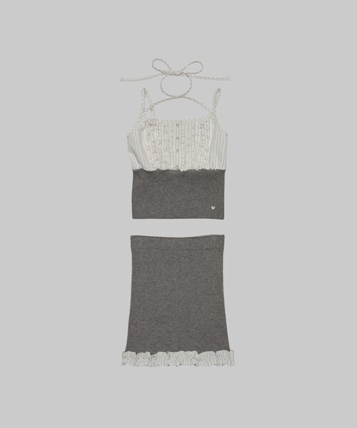 Belle Charme(ベルシャルム)の「【Belle Charme】Frill RibKnit Set up(ワンピース・レディース・ベージュ/ブラック/トップグレー・FREE)」の22枚目の写真